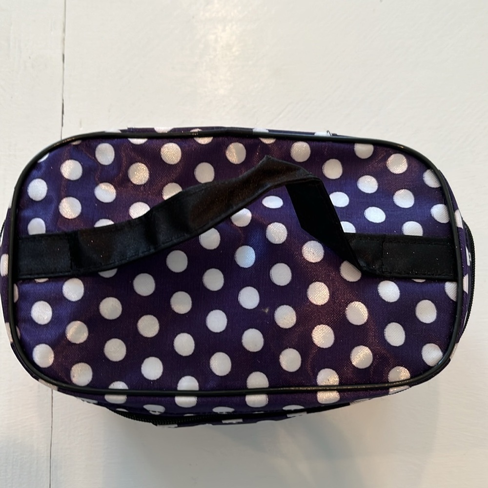 Purple with white polka dots, small soft-sided train case - Picture 3 of 8